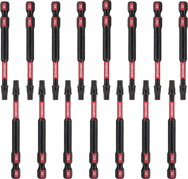 GEINXURN 15Pieces T25 3 In. Impact Tough Magnetic #25 Torx Head Power Bits, S2 Alloy Steel T25 Screwdriver Bits Set - Image 1